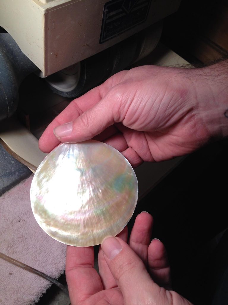 gold mother of pearl seashell