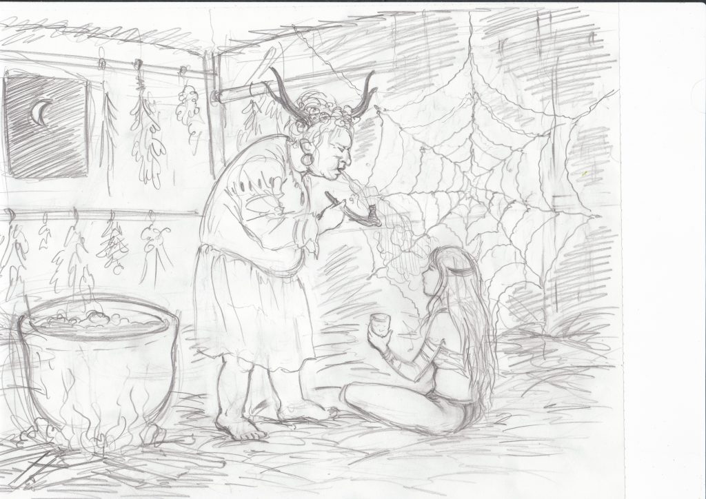 Ulele and medicine woman sketch